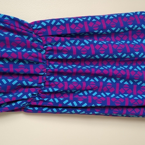 Small Toska Dress Bright Geometric No Sleeves Gathered at the Waist Hi Lo - Picture 4 of 11